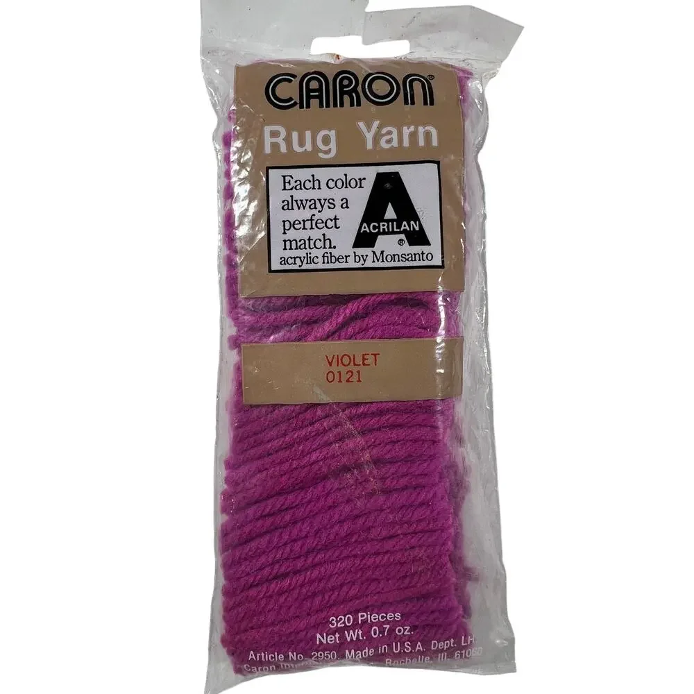 CARON Rug Yarn Lot of 20 Violet 0121 Acrilan Latch Hook 320 Pieces USA Sealed